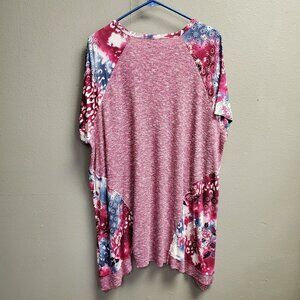 Live Well Lifestyle Blouse Women Plus Size 18W Fuschia Pink Asymmetric Stretch